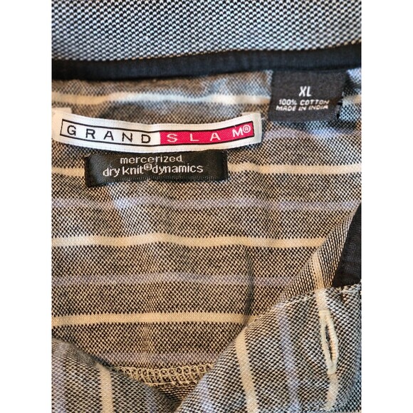 Grand Slam Mens Striped Cotton Mercerized Dry Knit Dynamics Gray Polo Medium M - Picture 7 of 8